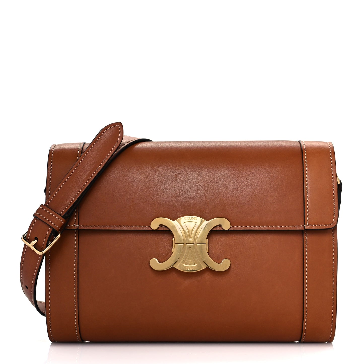 Natural Calfskin Triomphe Strap Bag Tan