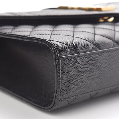 Saint Laurent Grain De Poudre Textured Mixed Matelasse Triquilt Medium Monogram Satchel Black 8 of 10