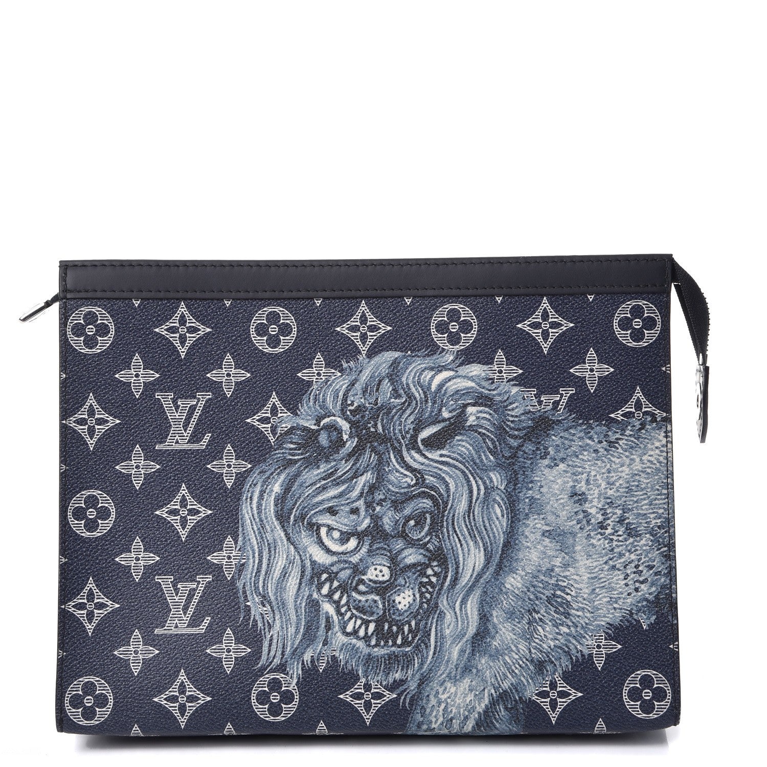 Louis Vuitton Savane Monogram Chapman Lion Pochette Voyage MM Ink 1 of 7