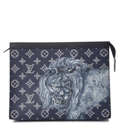 Louis Vuitton Savane Monogram Chapman Lion Pochette Voyage MM Ink 1 of 7