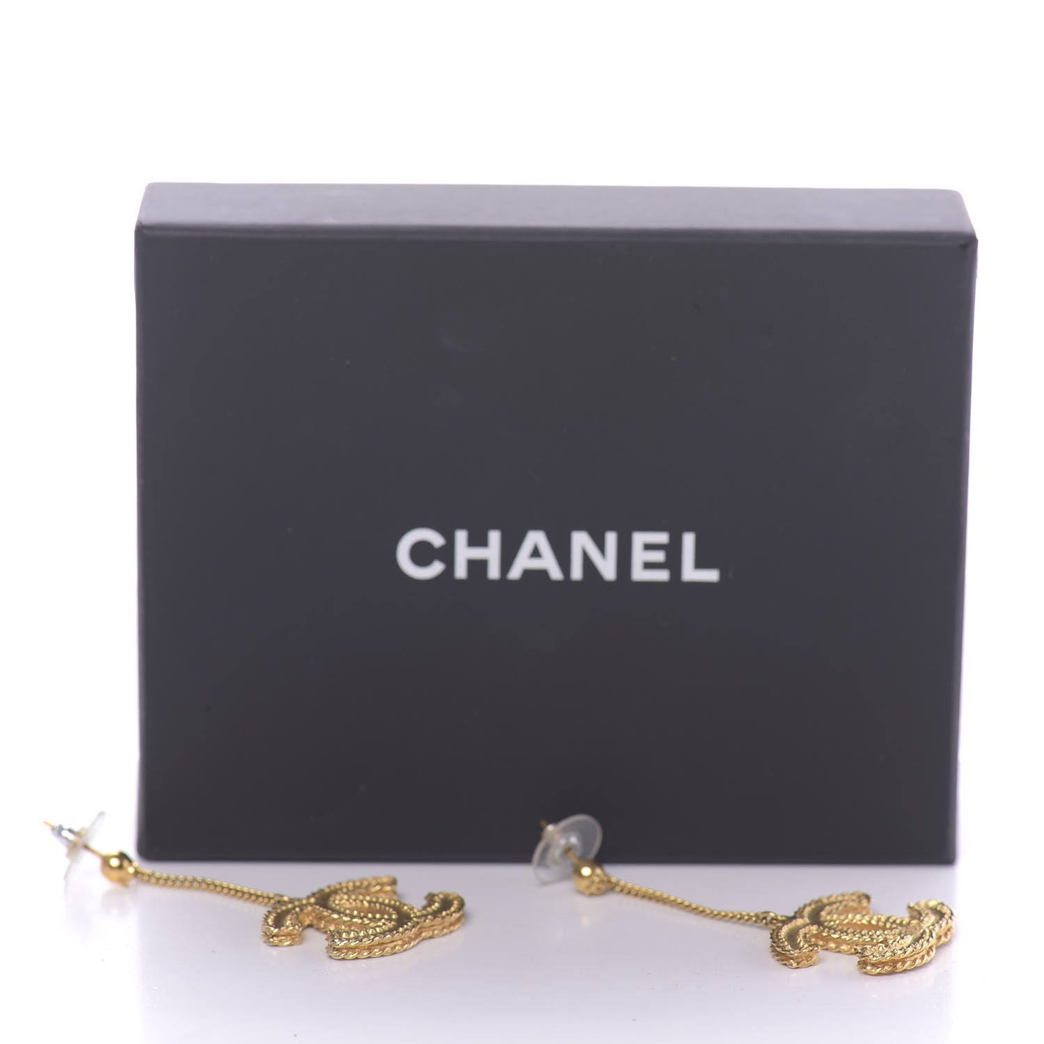 Chanel CC Drop Earrings Matte Gold 8 of 8