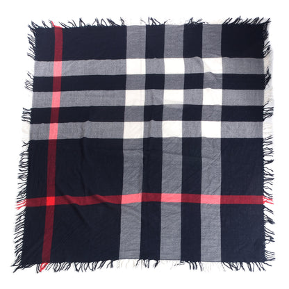 Burberry Merino Wool Check Square Scarf Navy 1 of 4