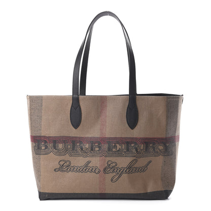 Burberry Coated Canvas Mega Check Medium Doodle Tote Black 1 of 9
