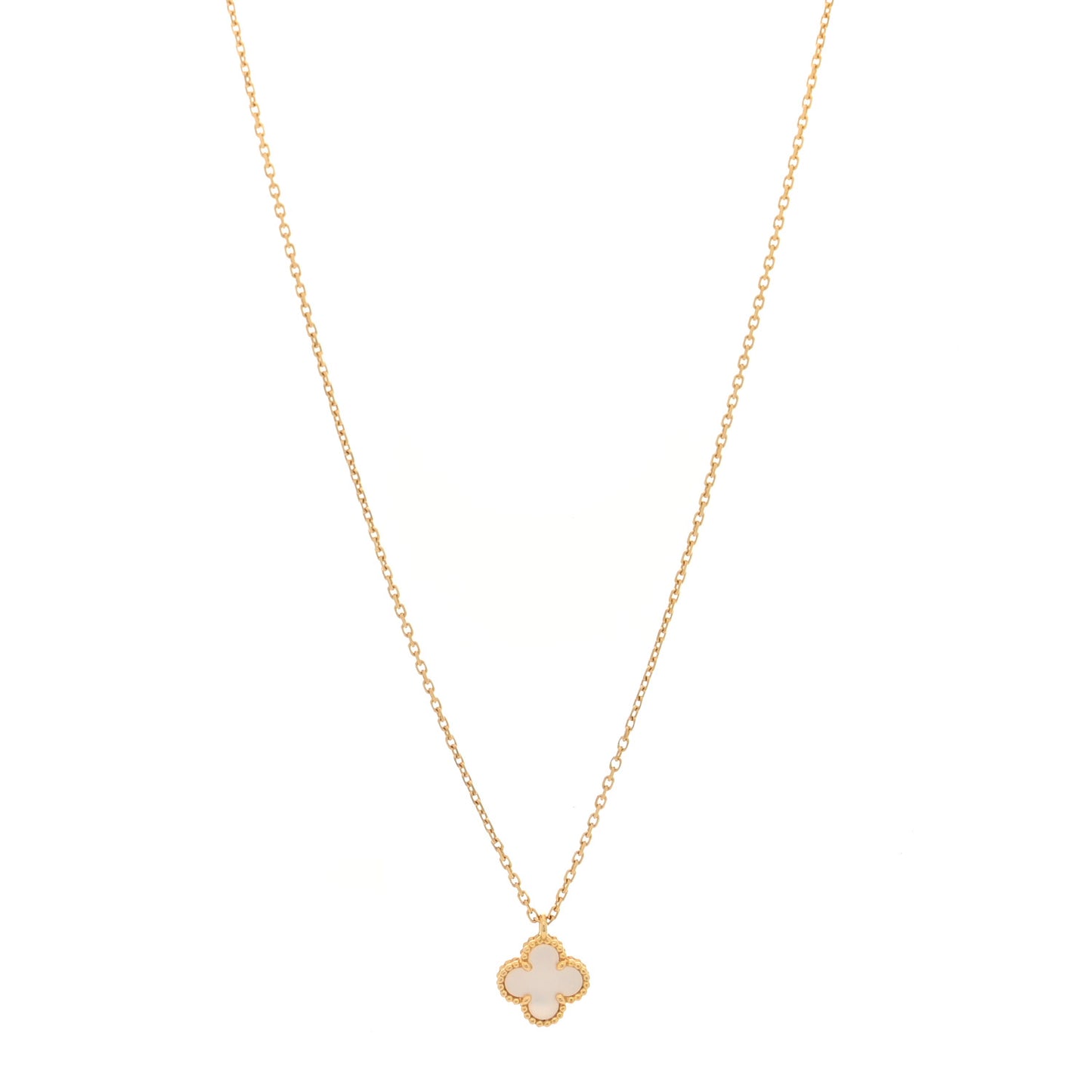 18K Yellow Gold Mother of Pearl Sweet Alhambra Pendant Necklace