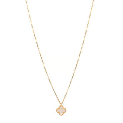 Van Cleef & Arpels 18K Yellow Gold Mother of Pearl Sweet Alhambra Pendant Necklace 1 of 4