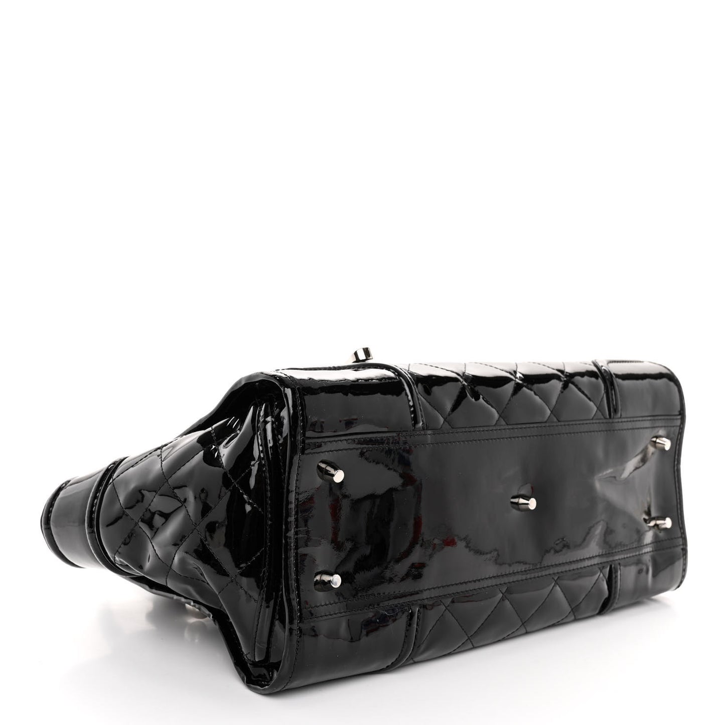 Patent Quilted Large Manor Tote Black