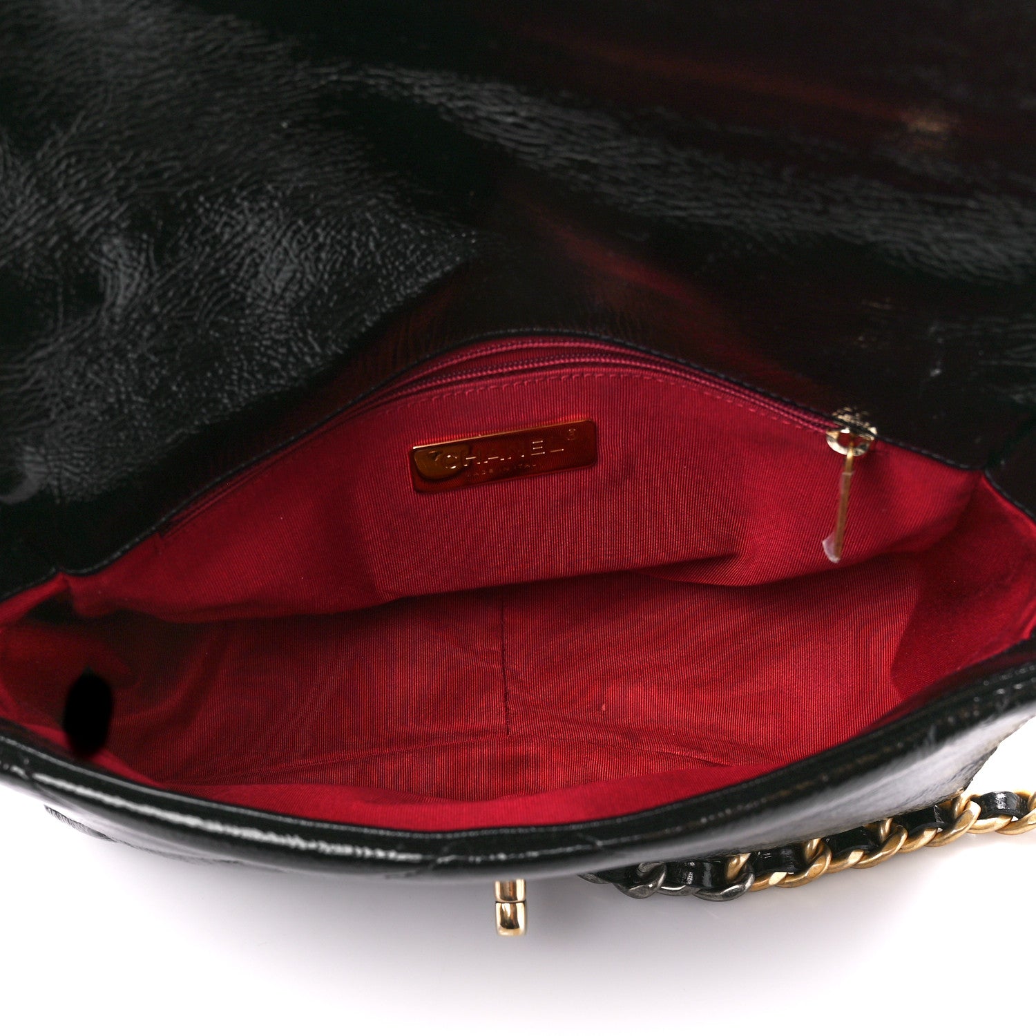 Chanel Shiny Crumpled Calfskin Quilted Medium Chanel 19 Flap Black 8 of 19