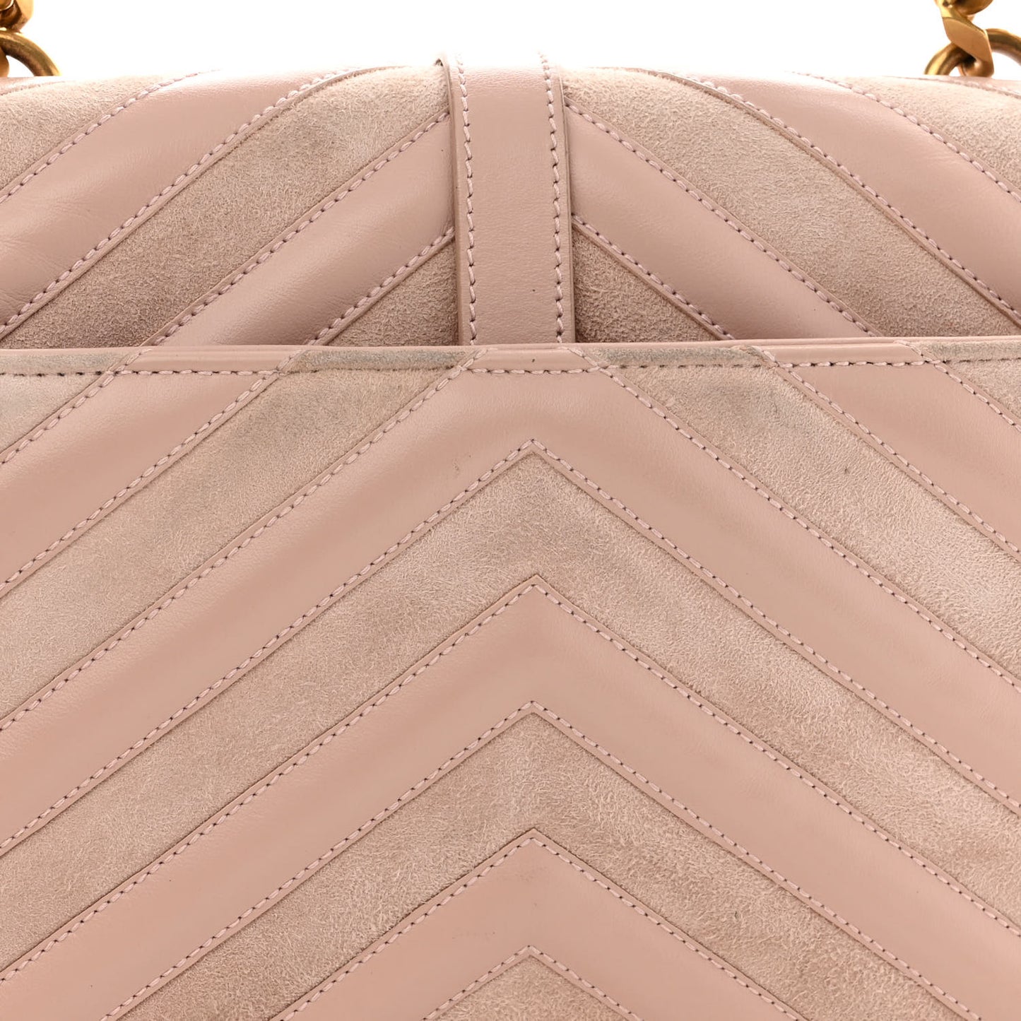 Calfskin Suede Matelasse Chevron Medium Monogram College Bag Rose Poudre