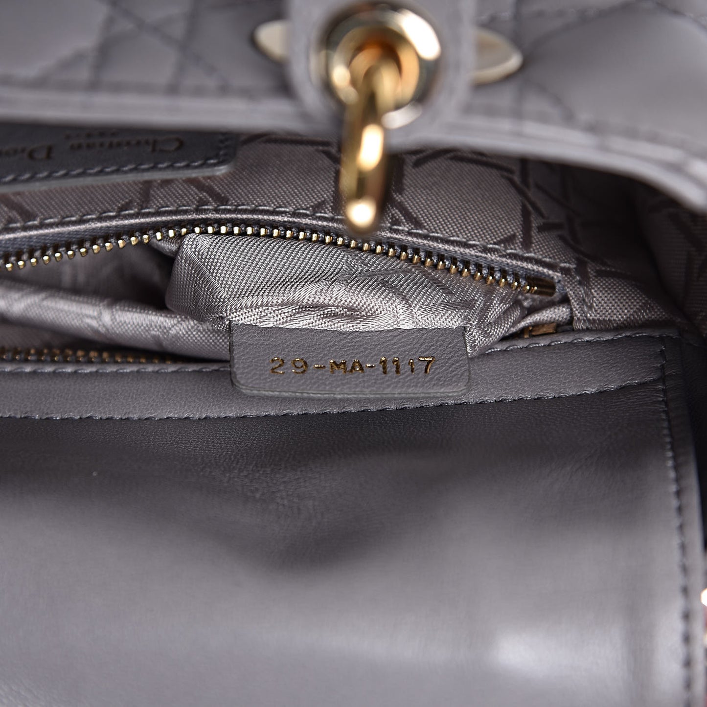 Lambskin Cannage Small My Lady Dior Gris