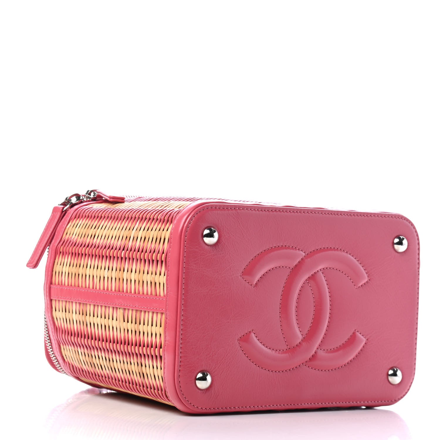 Chanel Glazed Calfskin Raffia Vanity Case Bag Pink 3 of 4