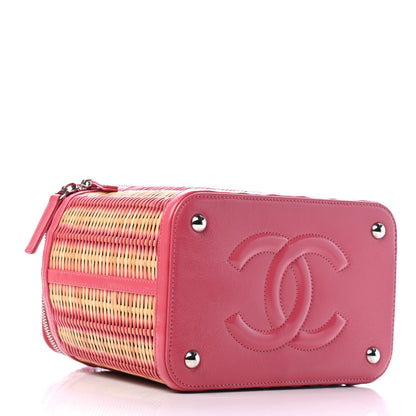Chanel Glazed Calfskin Raffia Vanity Case Bag Pink 3 of 4