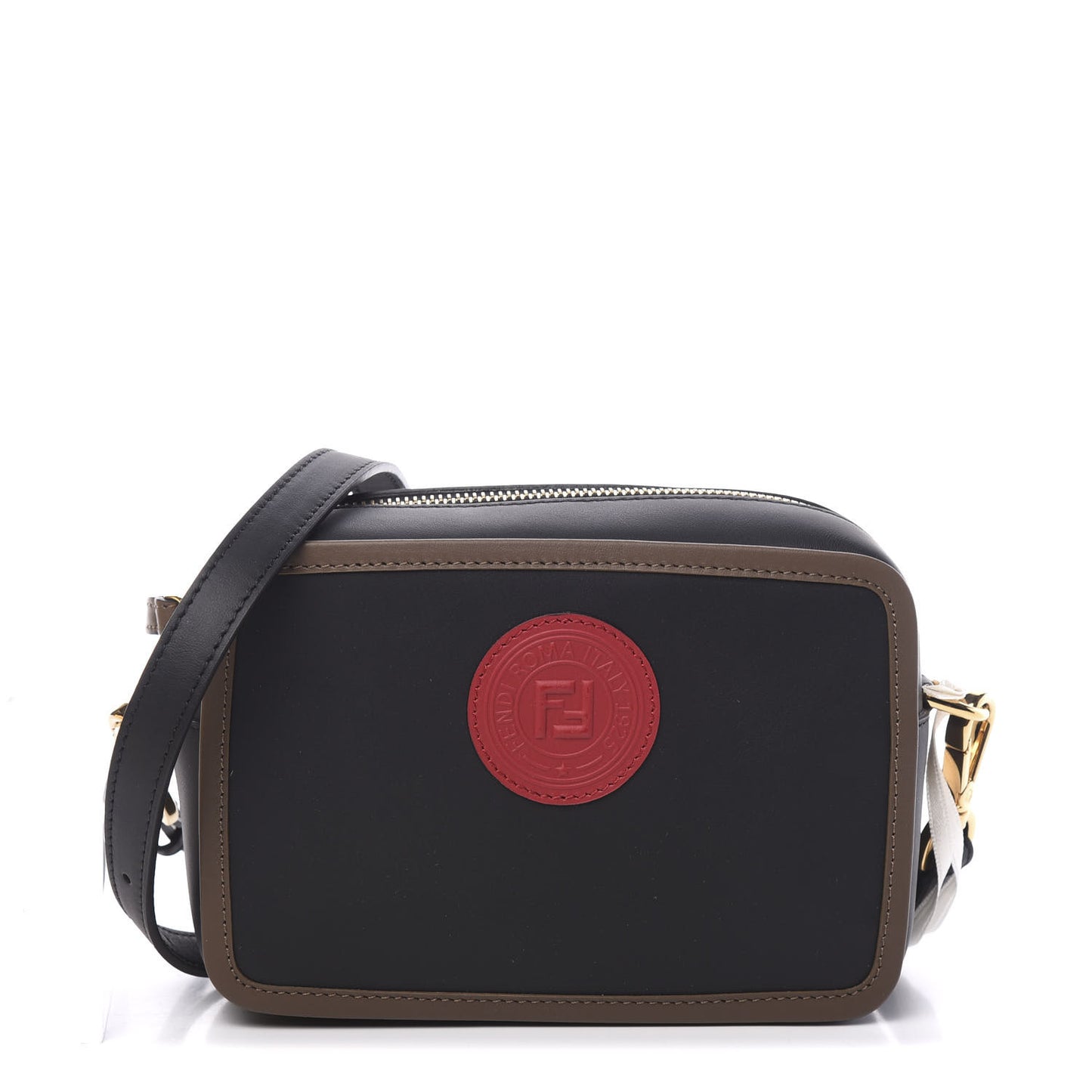 Vitello Century Matte Stamp Patch Bi-Color Mini Camera Case Black Maya Fragola