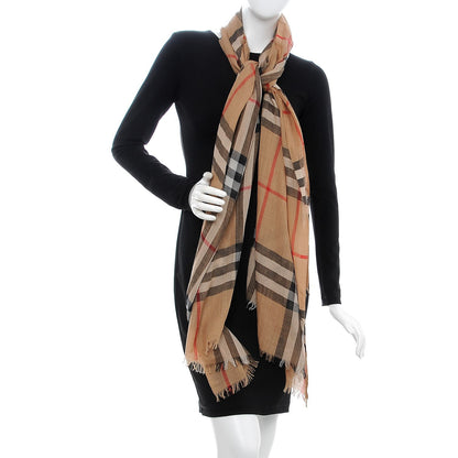 Burberry Linen Giant Check Lightweight Scarf Camel 2 of 10