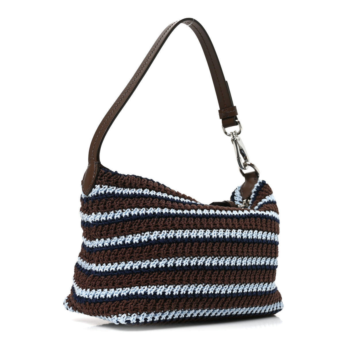 Miu Miu Fabric Crochet Mini Spirit Bag Cacao Celeste 3 of 9