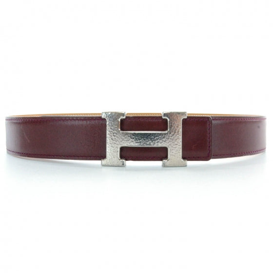 Box Reversible Constance Martelee H Belt 70 Rouge H and Natural