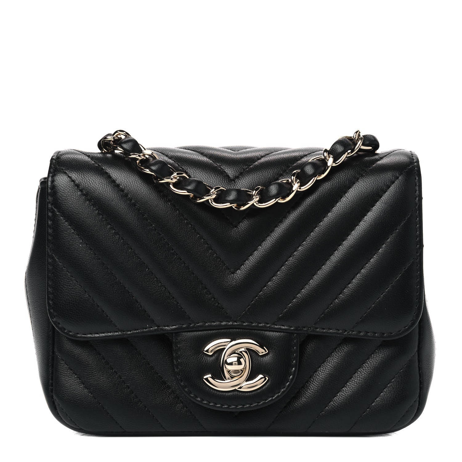 Chanel Lambskin Chevron Quilted Mini Square Flap Black 1 of 4