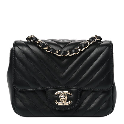 Chanel Lambskin Chevron Quilted Mini Square Flap Black 1 of 4