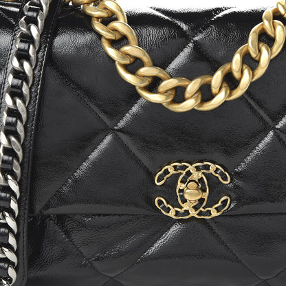 Chanel Shiny Crumpled Calfskin Quilted Large Chanel 19 Flap Black 10 of 11