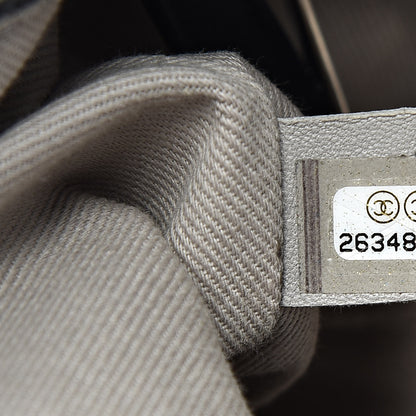Chanel Striped Canvas Deauville Drawstring Bag Grey Black 7 of 11