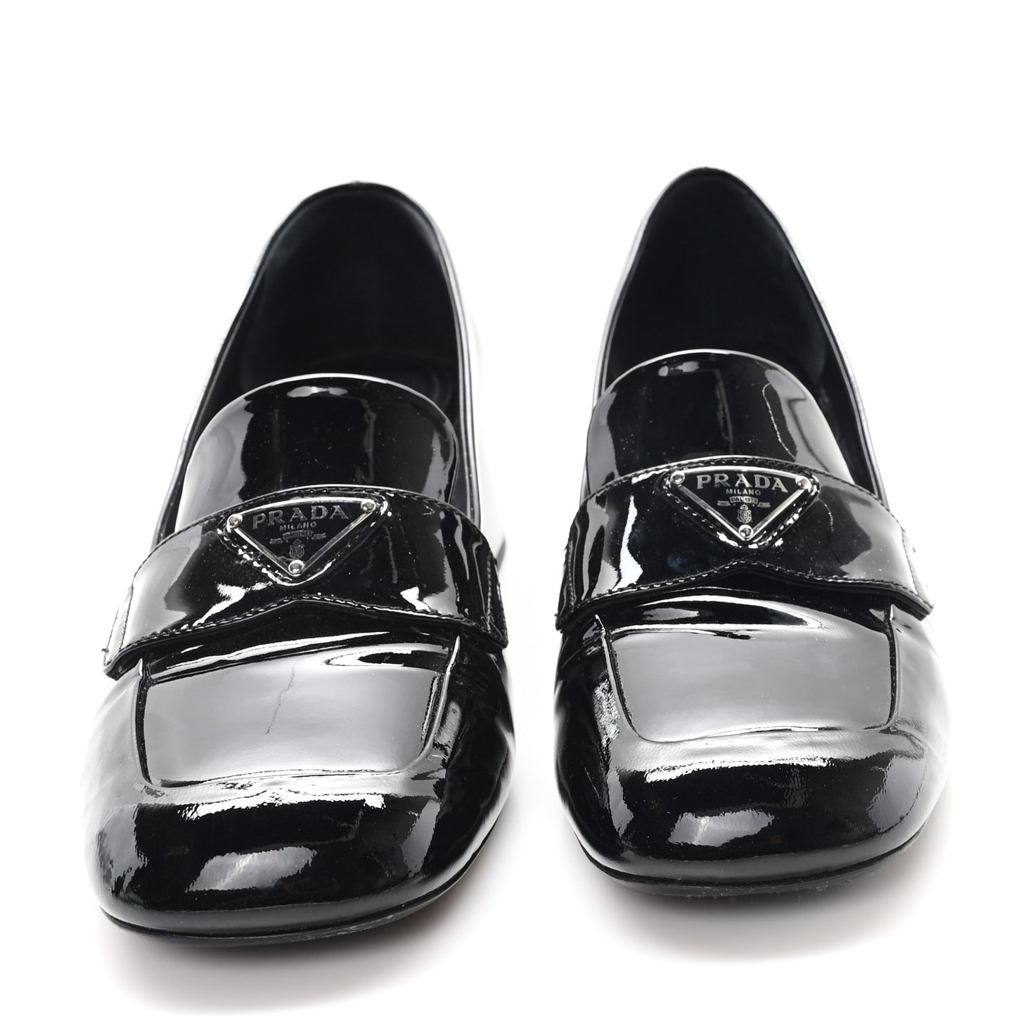 Vernice Metal Triangle Logo 45mm Loafer Pumps 38.5 Black