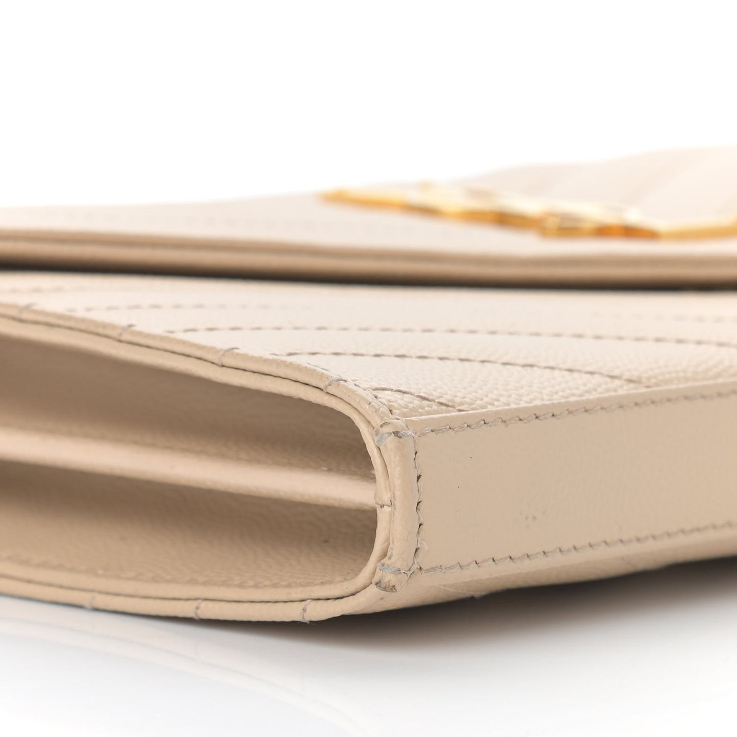 Grain De Poudre Matelasse Chevron Monogram Chain Wallet Dark Beige