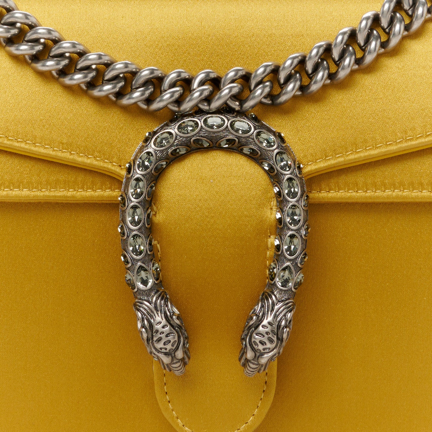 Satin Silk Crystal Small Dionysus Shoulder Bag Gold Black Diamond