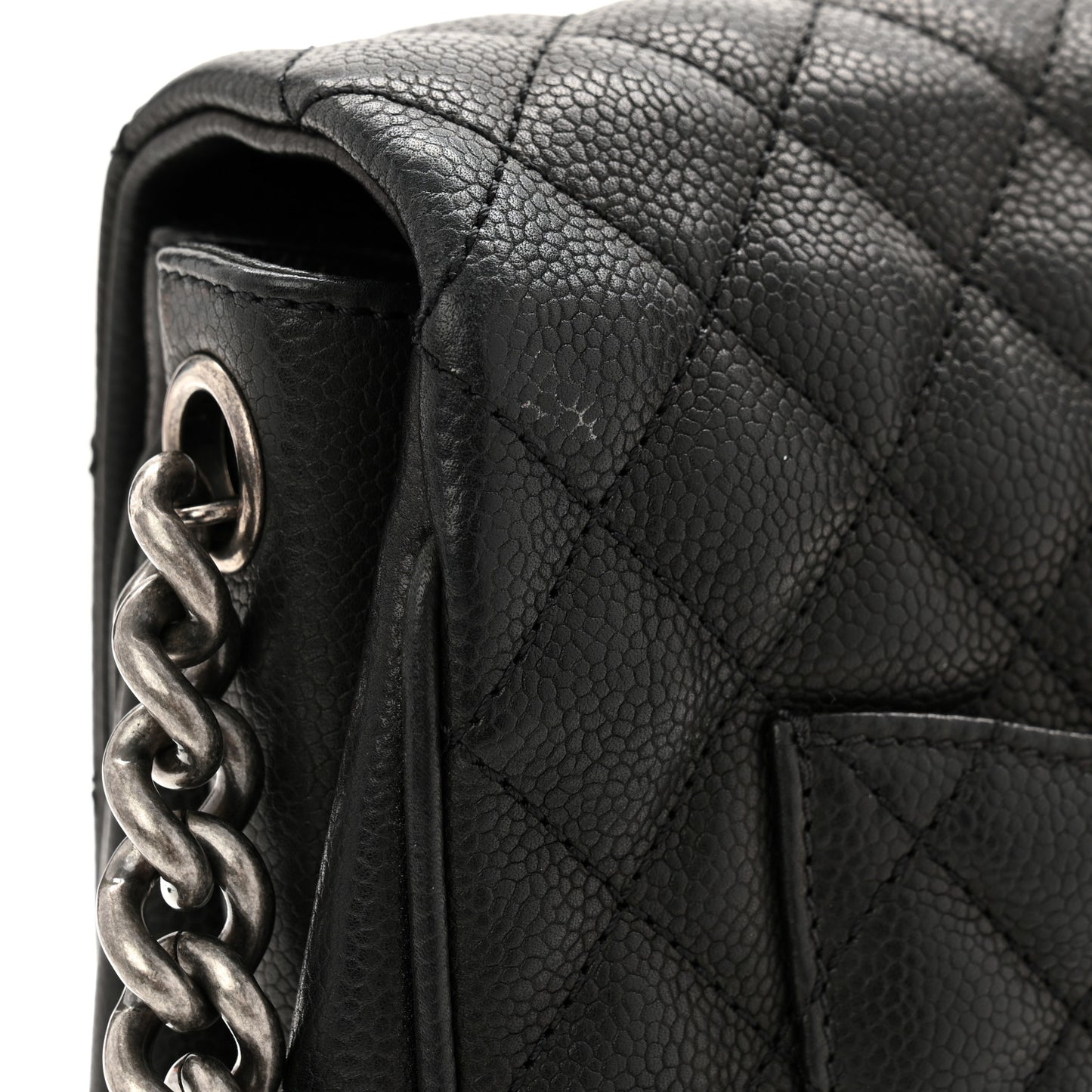 Caviar Quilted Medium Rock In Rome Single Flap Black