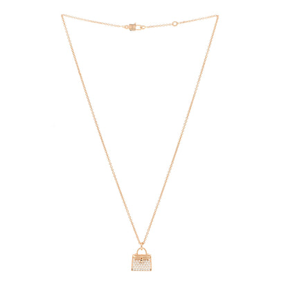 Hermes 18K Rose Gold Diamond Kelly Amulettes Pendant Necklace 3 of 6