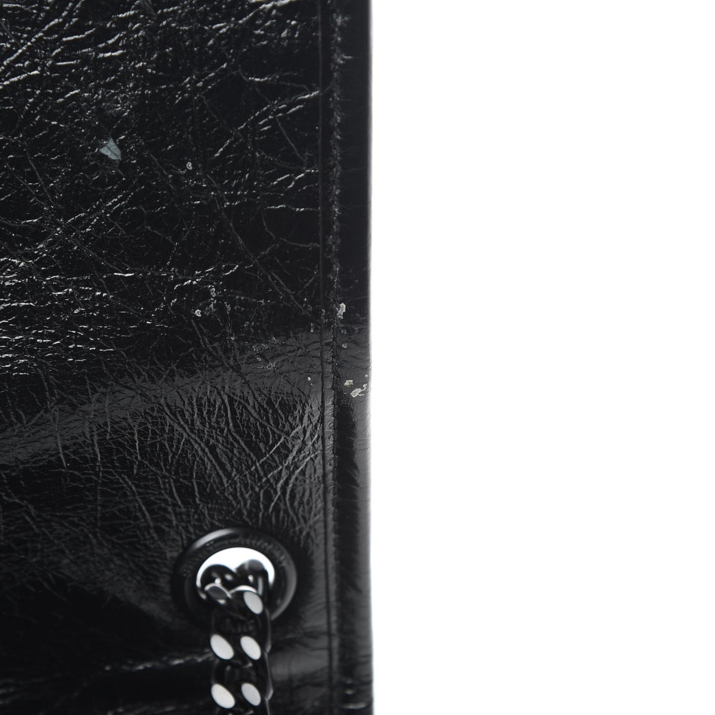 Crinkled Calfskin Matelasse Monogram Large Niki Chain Satchel Black