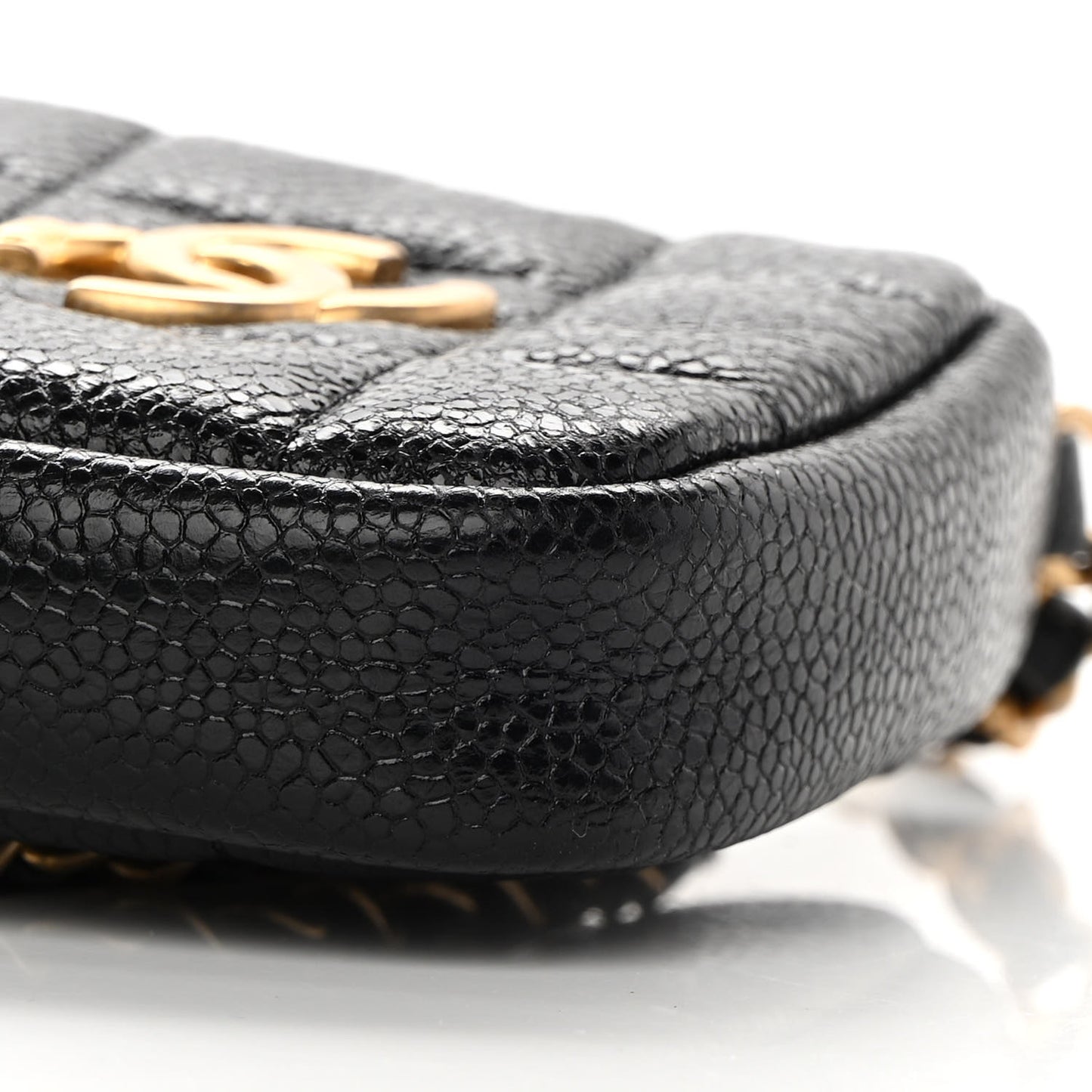 Caviar Quilted Diamond Coin Purse With Chain Black