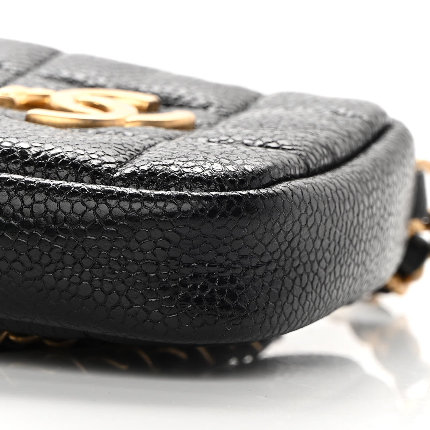 Chanel Caviar Quilted Diamond Coin Purse With Chain Black 9 of 10