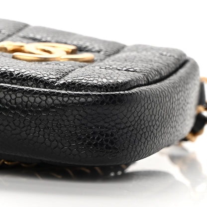 Chanel Caviar Quilted Diamond Coin Purse With Chain Black 9 of 10