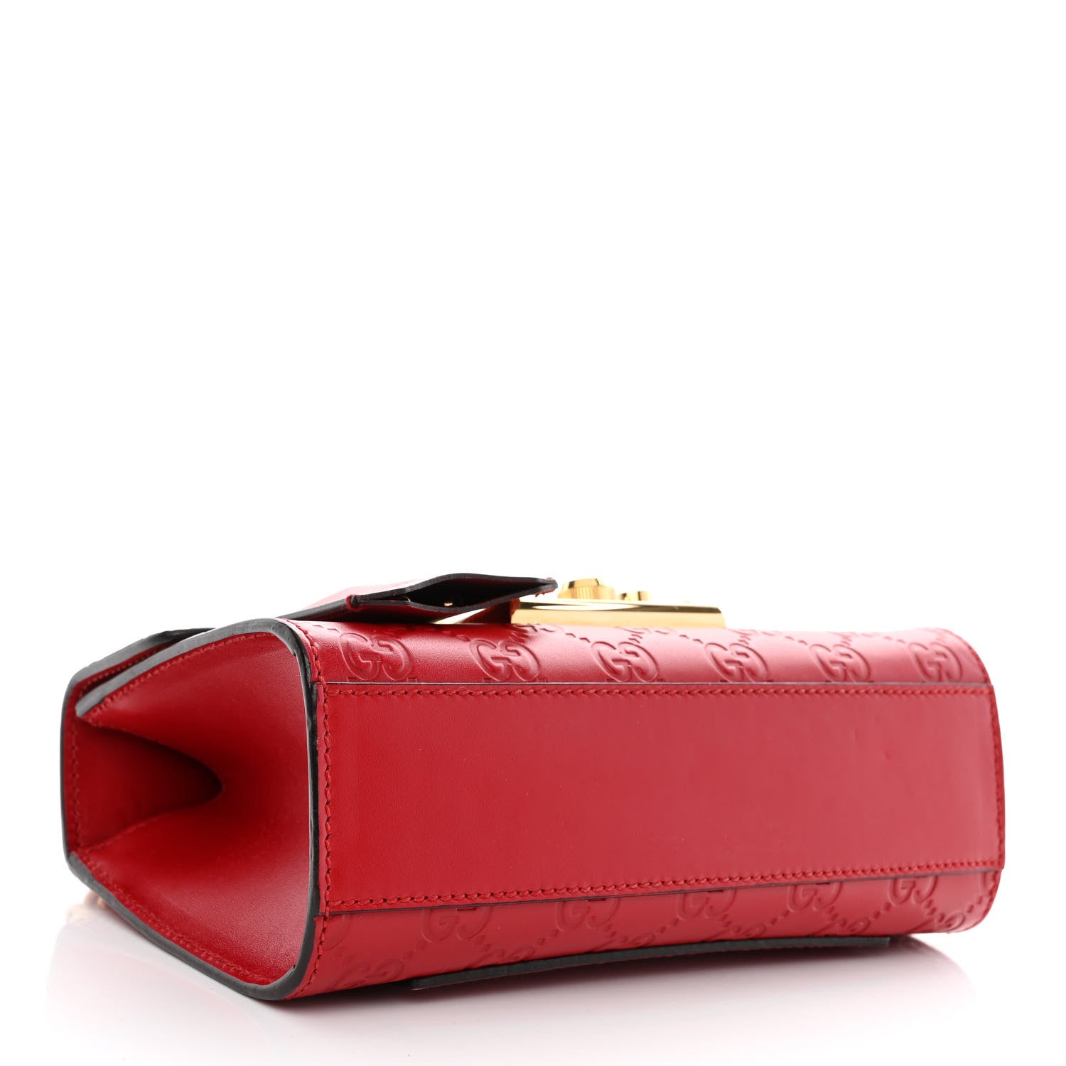 Gucci Guccissima Small Padlock Shoulder Bag Hibiscus Red 4 of 13