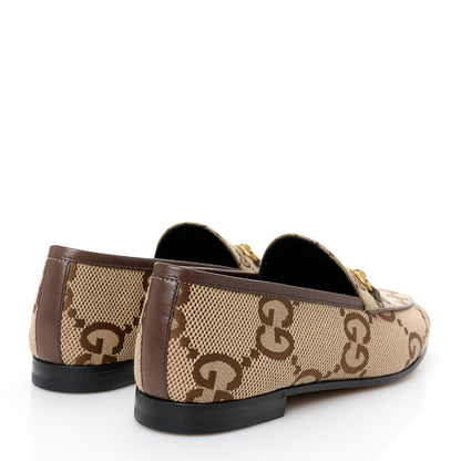 Gucci Monogram Jumbo GG Malaga Kid Horsebit Womens Jordaan Loafers 39.5 Camel Ebony New Acero Beige 5 of 10