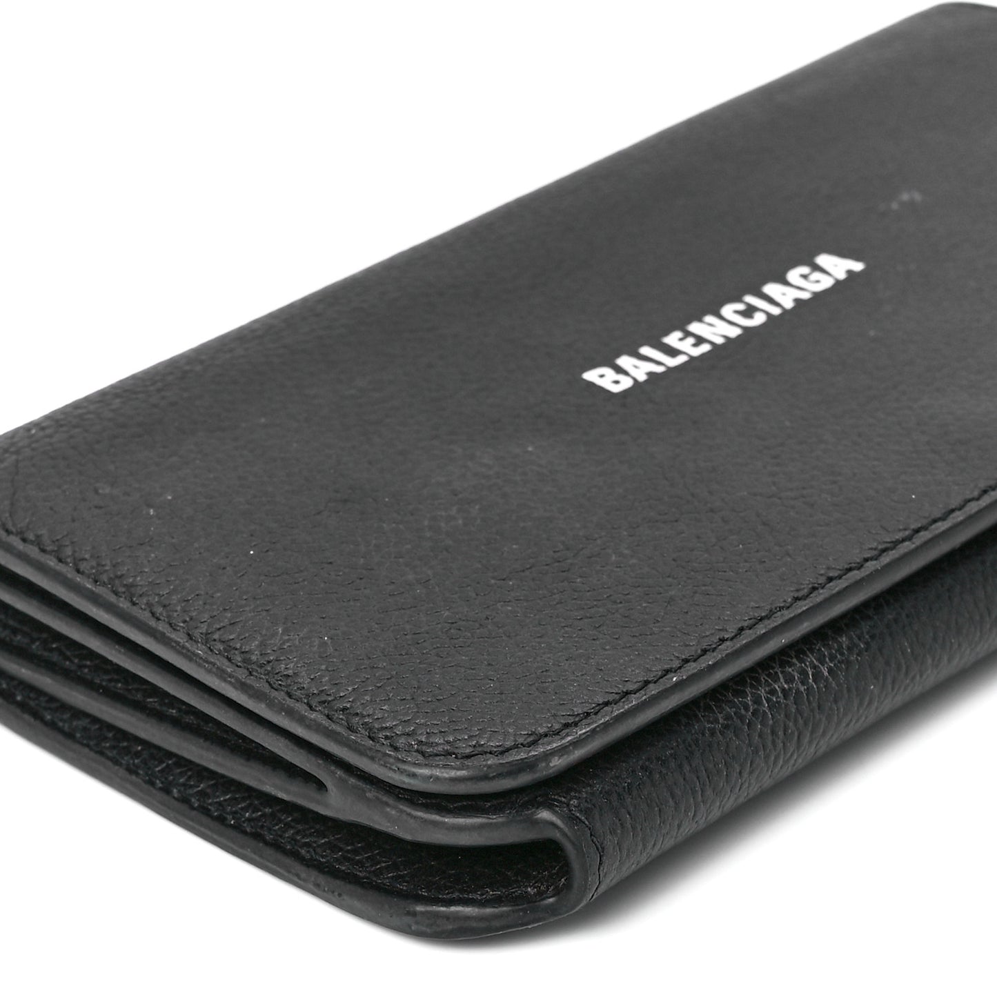 Grained Calfskin Logo Cash Thin Money Wallet Black White