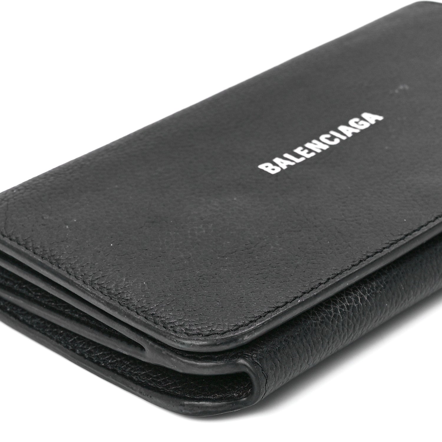 Balenciaga Grained Calfskin Logo Cash Thin Money Wallet Black White 9 of 12