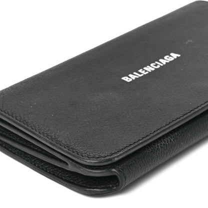 Balenciaga Grained Calfskin Logo Cash Thin Money Wallet Black White 9 of 12