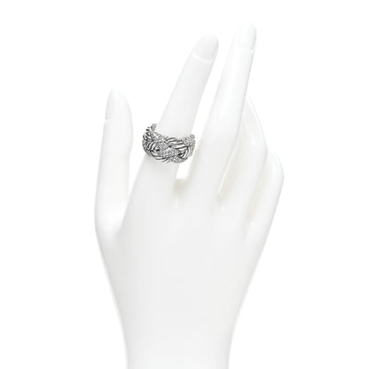 David Yurman Sterling Silver Diamond Wide Woven Cable Ring 56 7.75 2 of 4