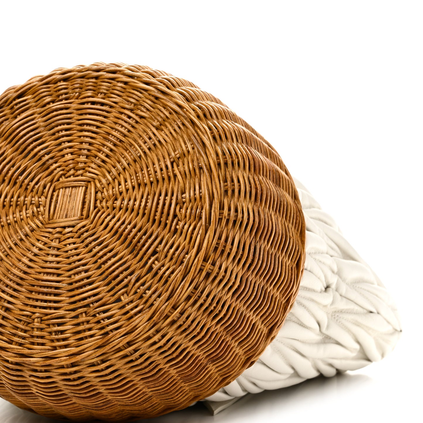 Nappa Matelasse Wicker Basket Bag White Miele