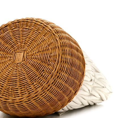 Miu Miu Nappa Matelasse Wicker Basket Bag White Miele 9 of 9