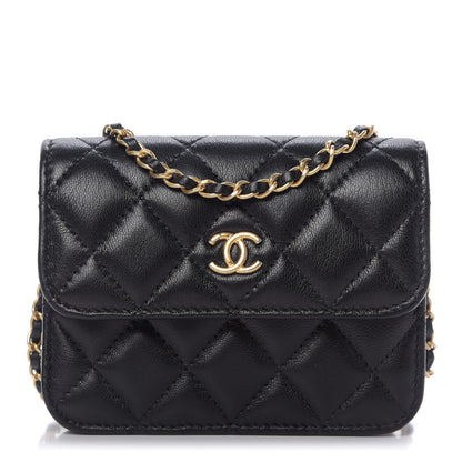 Chanel Lambskin Quilted Pearl Crush Clutch With Chain Black 1 of 11