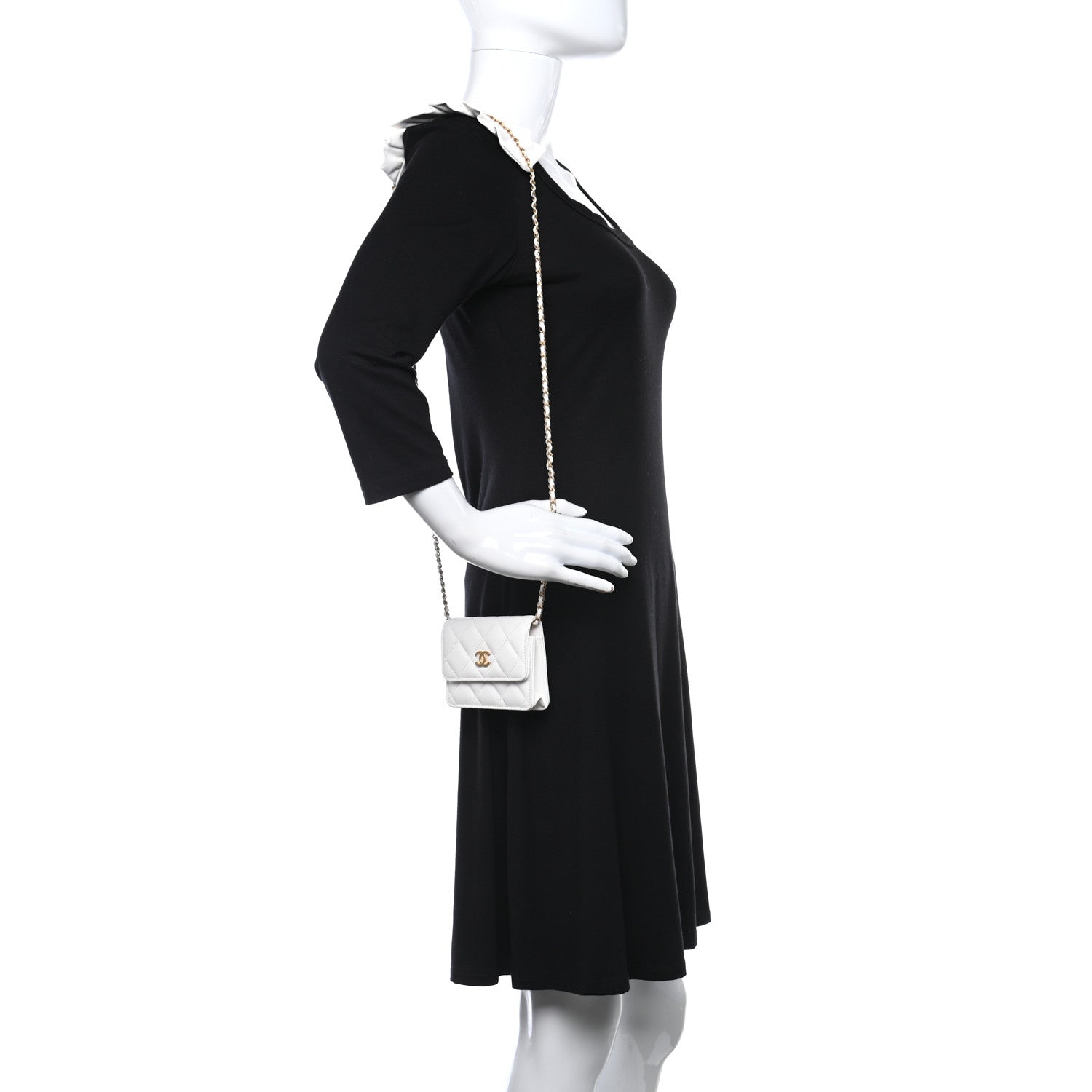 Chanel Lambskin Quilted Romance Clutch With Chain White 2 of 10
