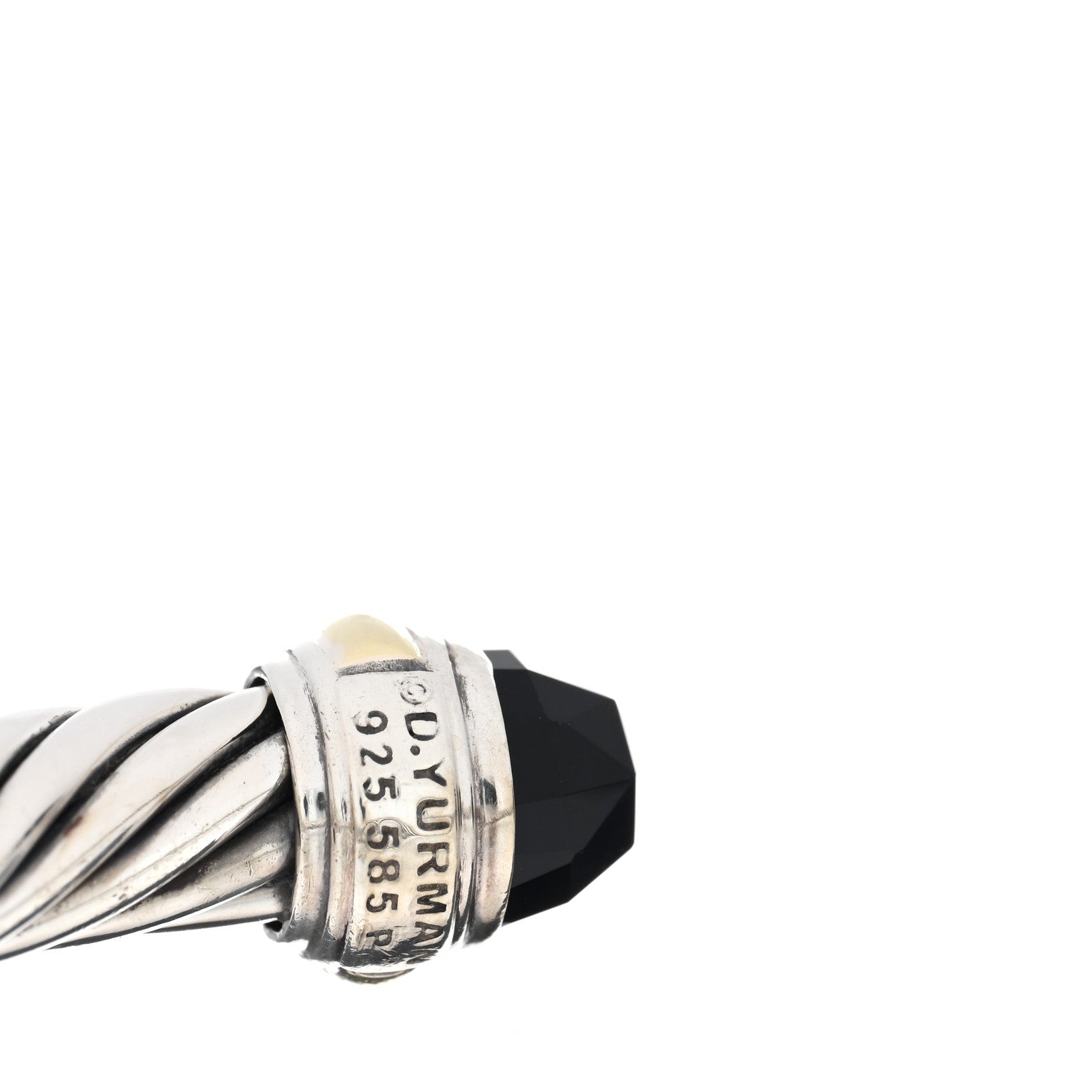 David Yurman Sterling Silver 14K Yellow Gold Black Onyx 7mm Cable Classics Bracelet 3 of 3
