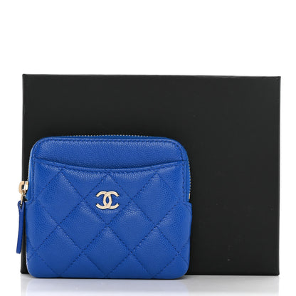 Chanel Caviar Quilted Zip Card Holder Wallet Blue 8 of 8