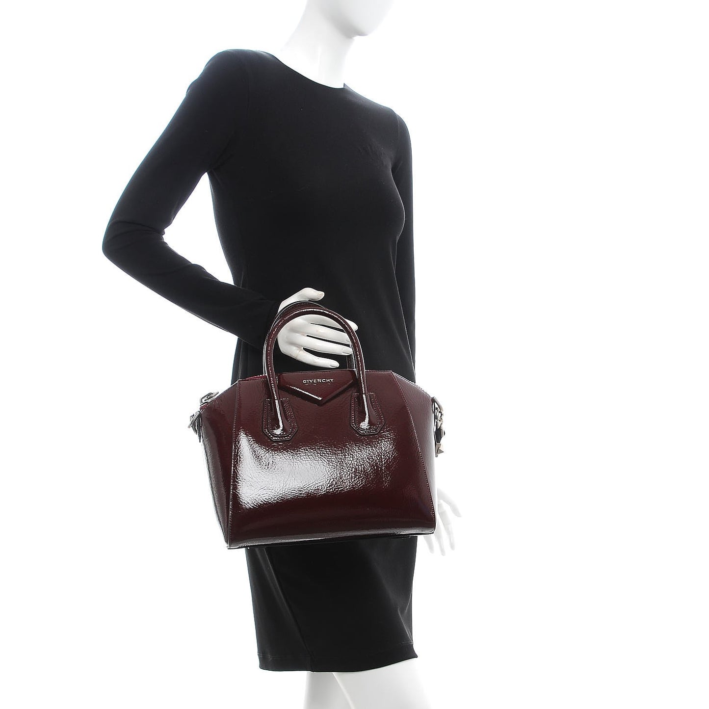 Crinkled Patent Calfskin Small Antigona Aubergine