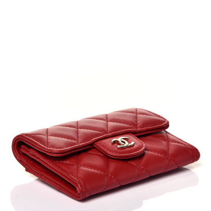 Chanel Lambskin Quilted Flap Card Holder Wallet Red 4 of 8