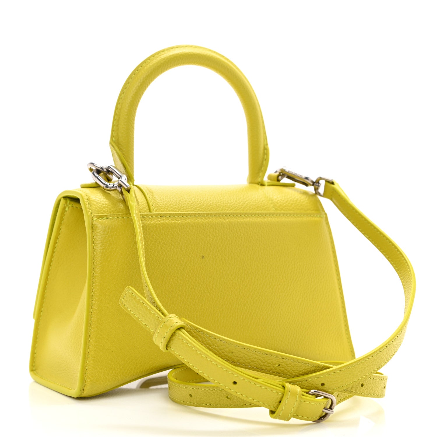 Balenciaga Grained Calfskin Hourglass Top Handle Bag XS Lime 3 of 9