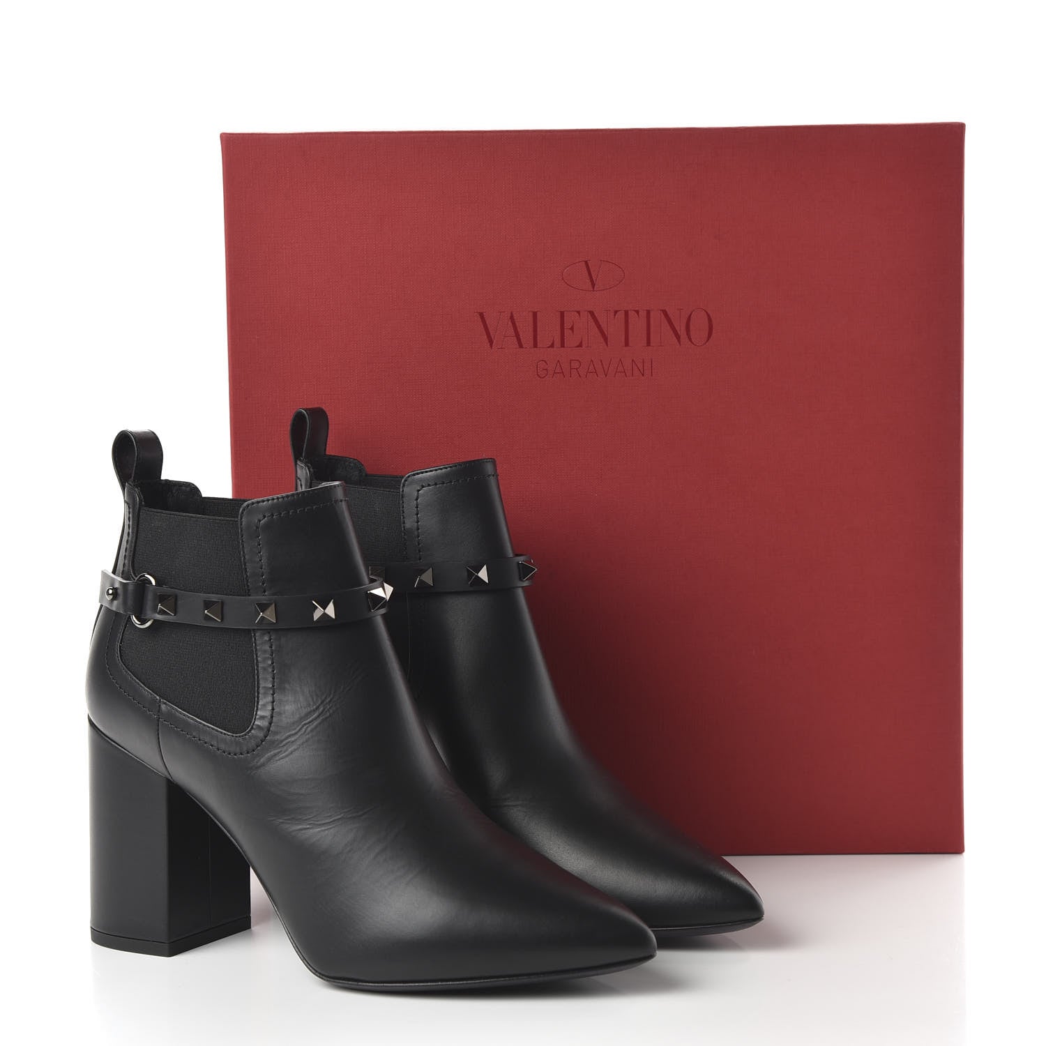 Valentino Garavani Calfskin Rockstud Chelsea 85mm Ankle Boots 39 Black 9 of 9