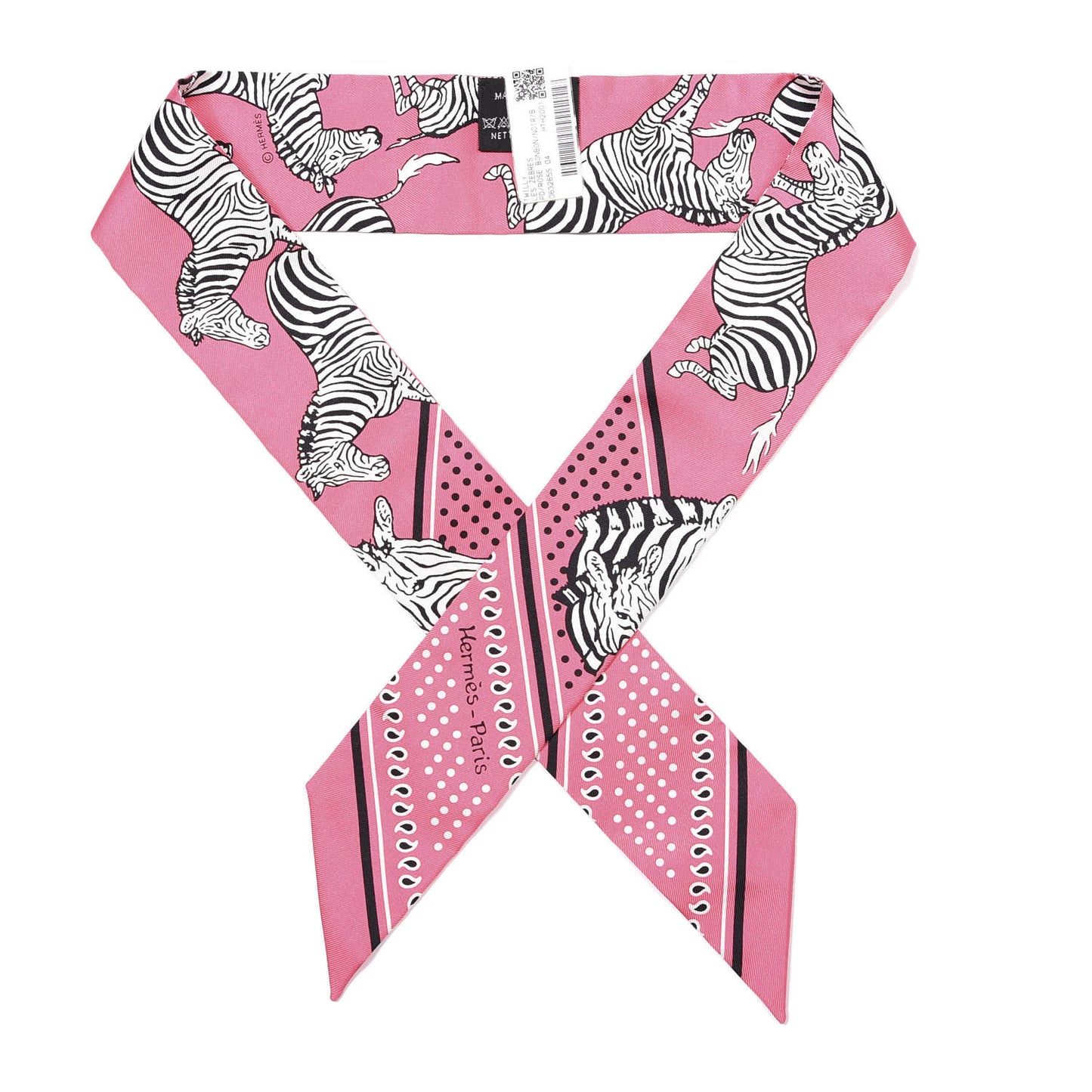 Silk Les Zebres Twilly Rose Bonbon Black