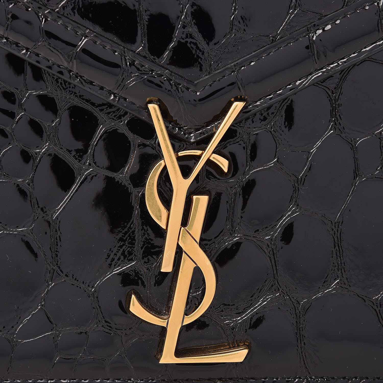 Saint Laurent Patent Turtle Embossed Monogram Cassandra Clasp Bag Black 10 of 13